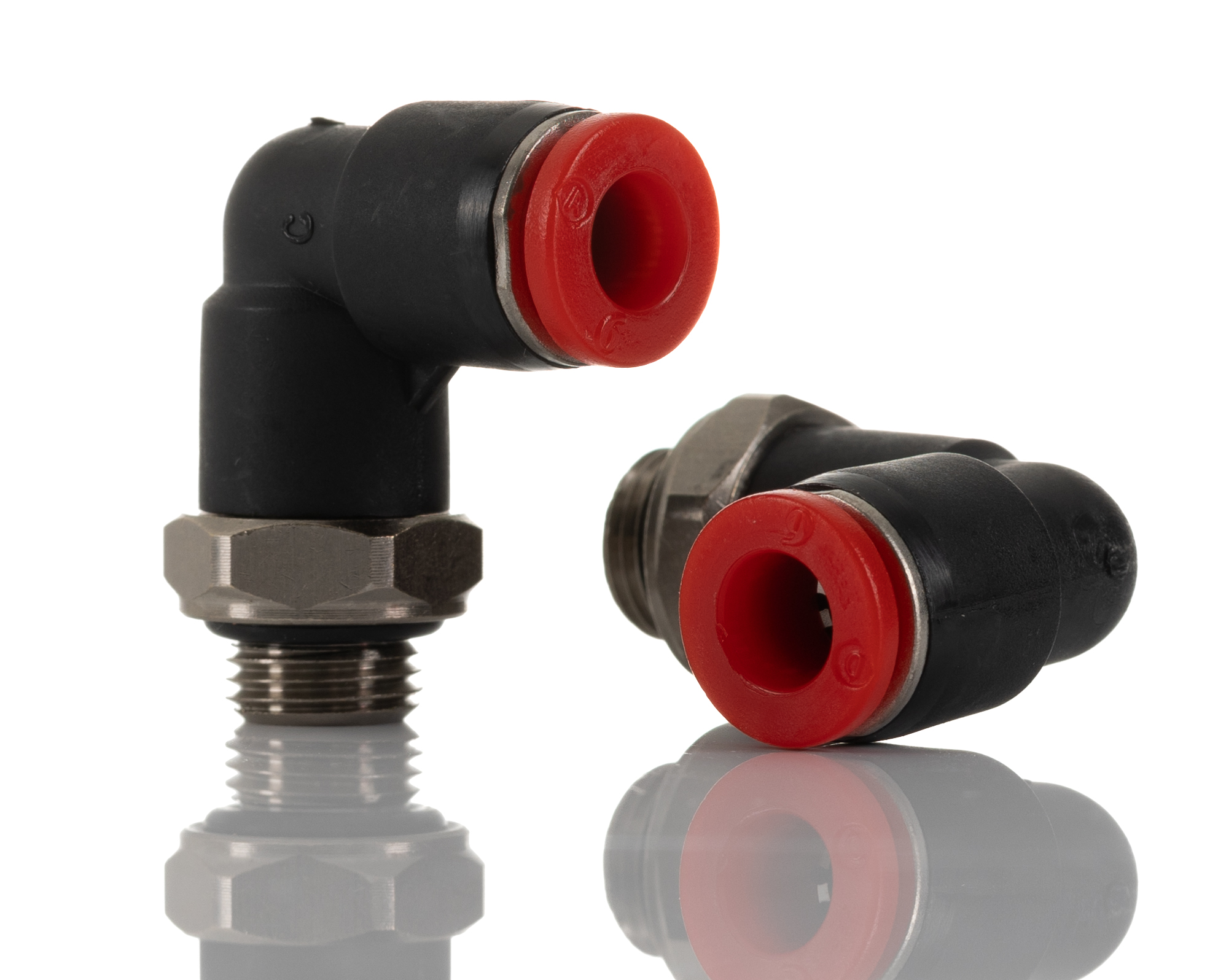 Norgren PNEUFIT Series Elbow Threaded-toTube Adaptor, Push In 6 mm to G 1/8 Male, Threaded-to-Tube Connection Style