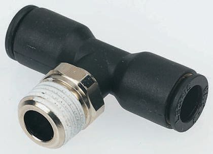 Legris LF3000 Series Tee Threaded Adaptor, Push In 12 mm to Push In 12 mm, Threaded-to-Tube Connection Style