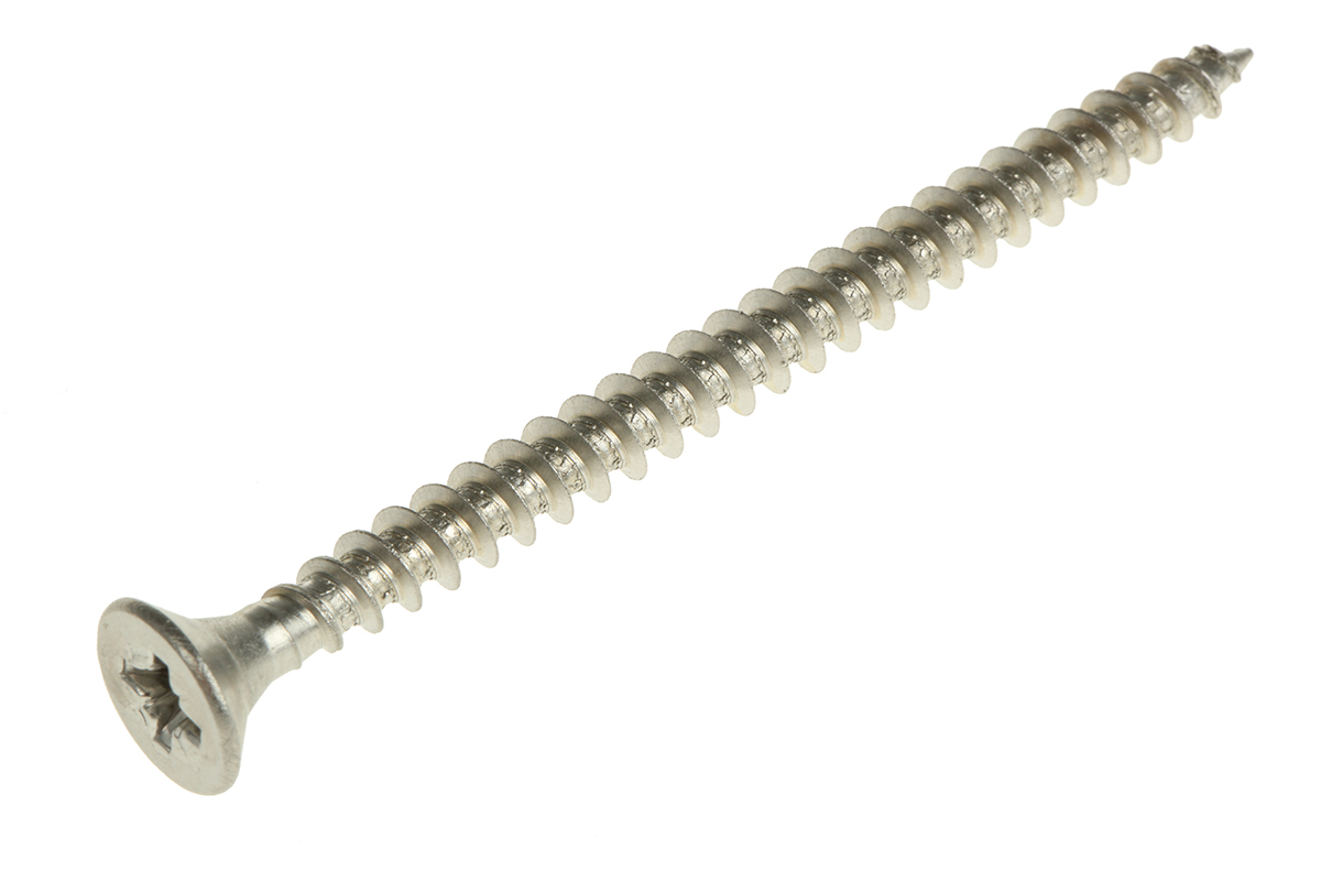 RS PRO Pozidriv Countersunk Stainless Steel Wood Screw, A2 304, 5mm Thread, 70mm Length
