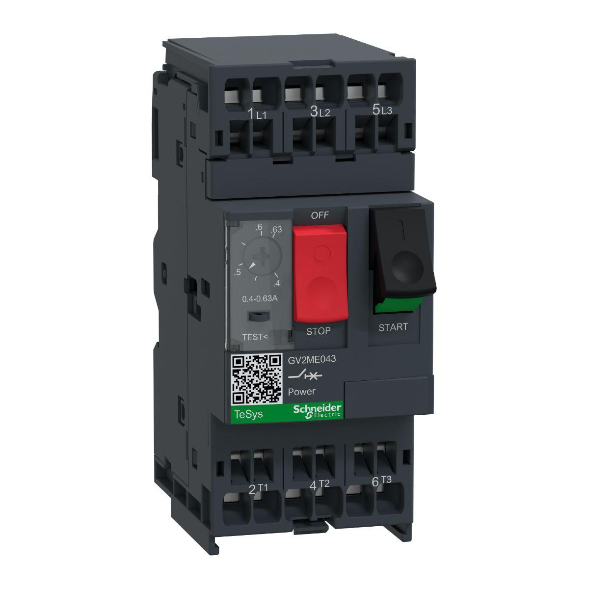 Schneider Electric 0.4 → 0.63 A TeSys Motor Protection Circuit Breaker, 690 V