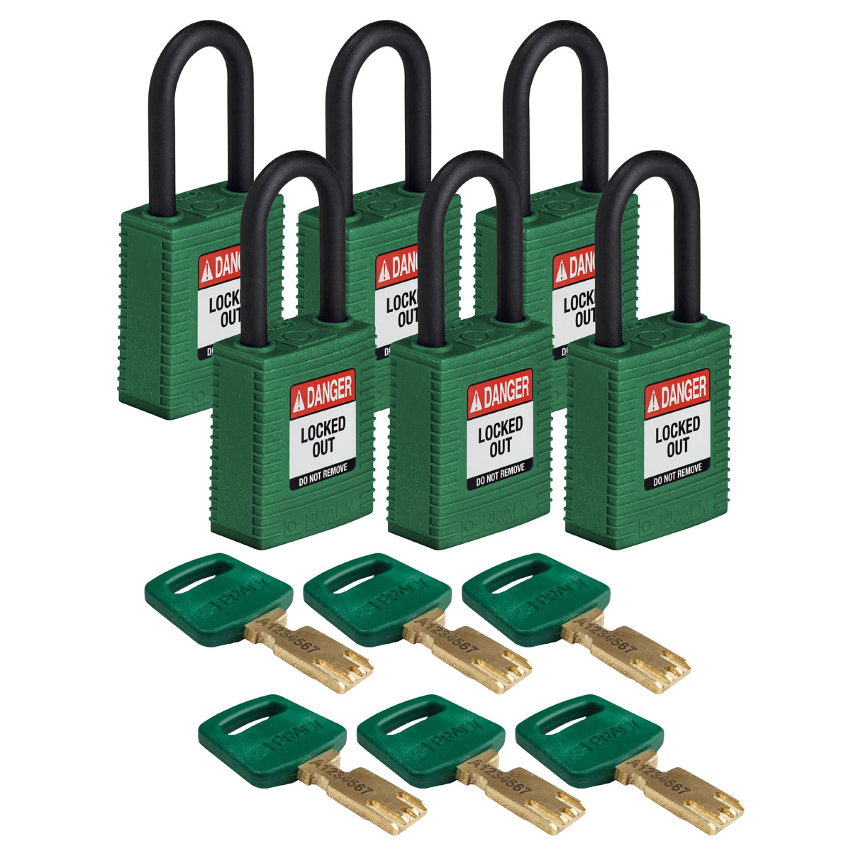 Brady LOTO-101 Key Weatherproof Nylon, Plastic Padlock, 6.35mm Shackle, 38.00mm Body