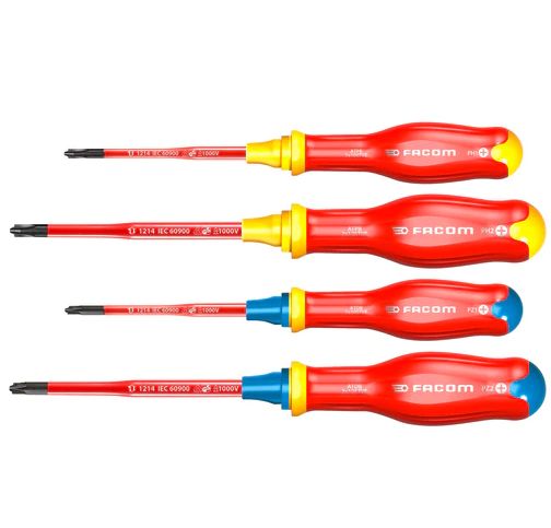 Facom Phillips; Pozidriv Insulated Screwdriver Set, 8-Piece