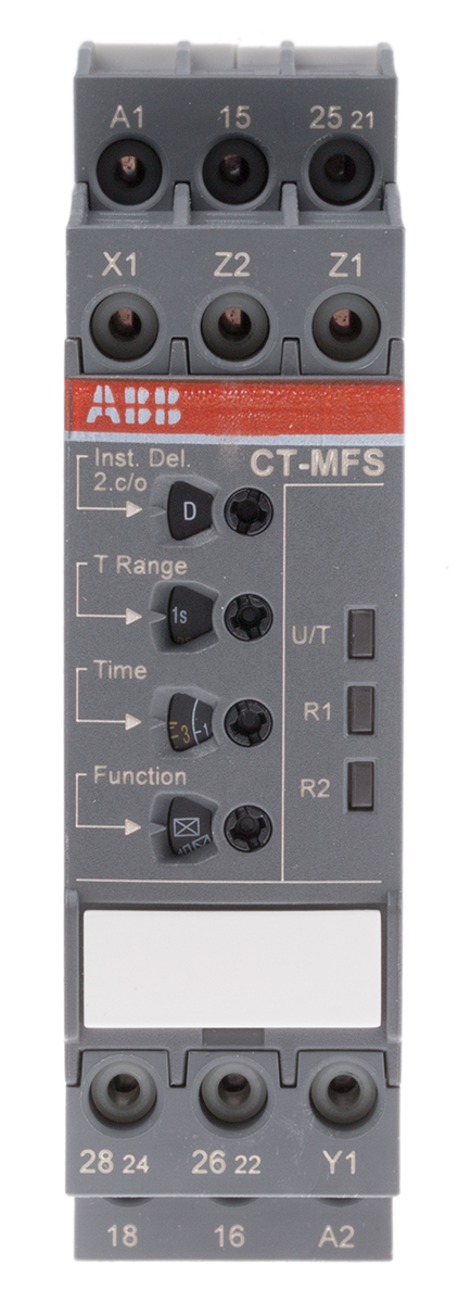 ABB 1SVR Series DIN Rail Mount Timer Relay, 24 → 240V ac/dc, 2-Contact, 0.05 s → 300h, SPDT