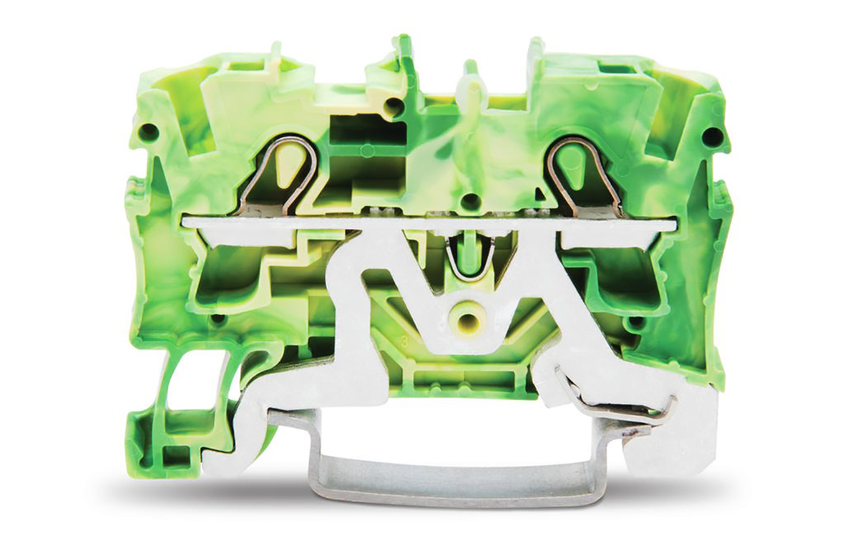 WAGO 2004-1207 TOPJOB S, 2004 Series Green/Yellow, 4mm², Single-Level, Push-In Cage Clamp Termination, ATEX, IECEx