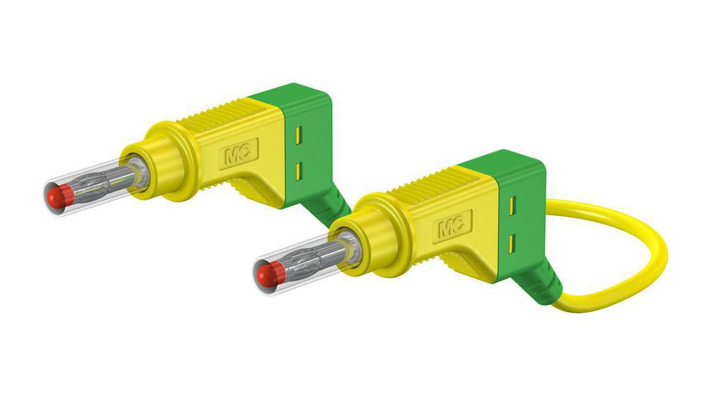 Staubli Test lead, 32A, 600V, Green/Yellow, 200cm Lead Length