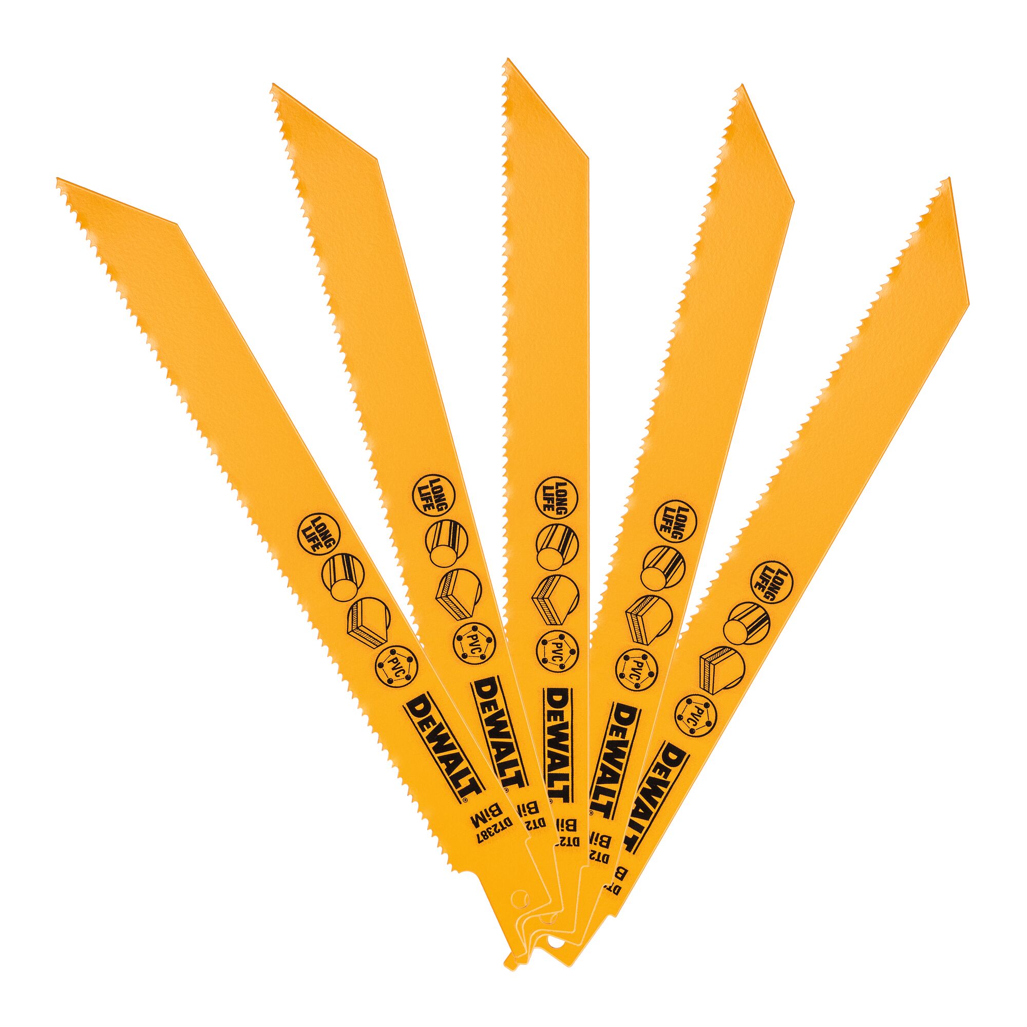 DeWALT, 6 Teeth Per Inch Metal, Wood 203mm Cutting Length Reciprocating Saw Blade, Pack of 5