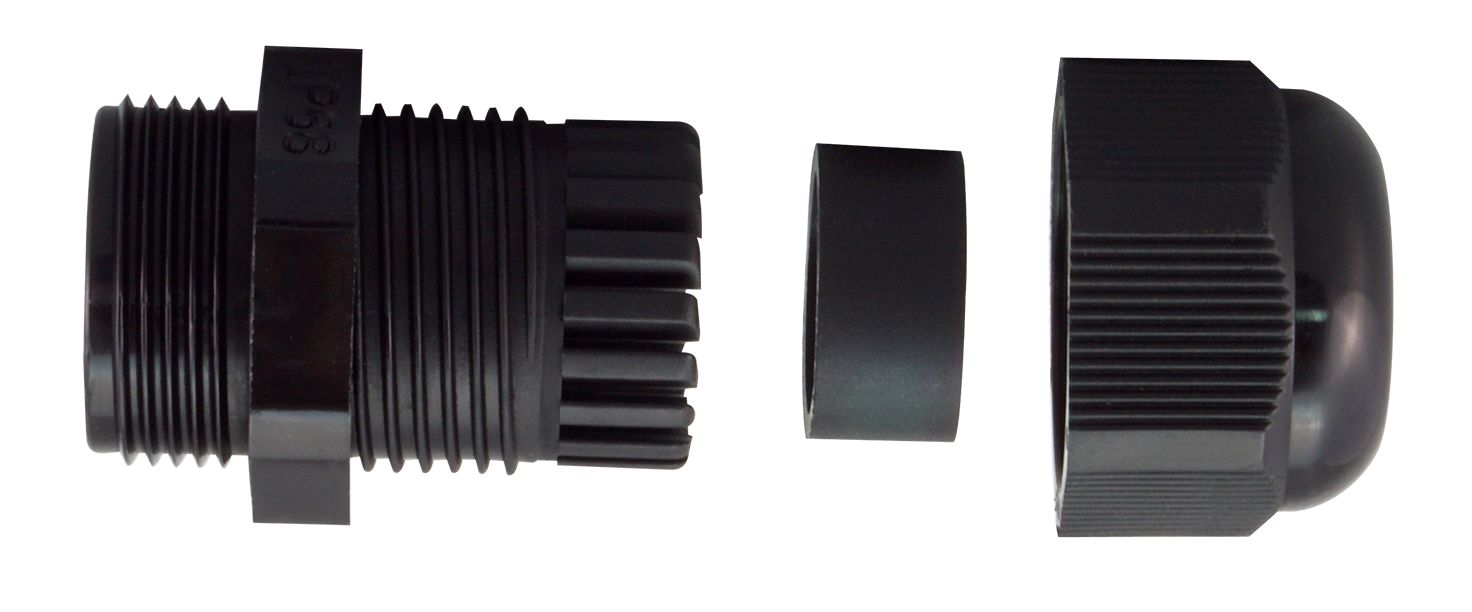 RS PRO Black Nylon Cable Gland, PG7 Thread, 3mm min., 6.5mm max., IP68