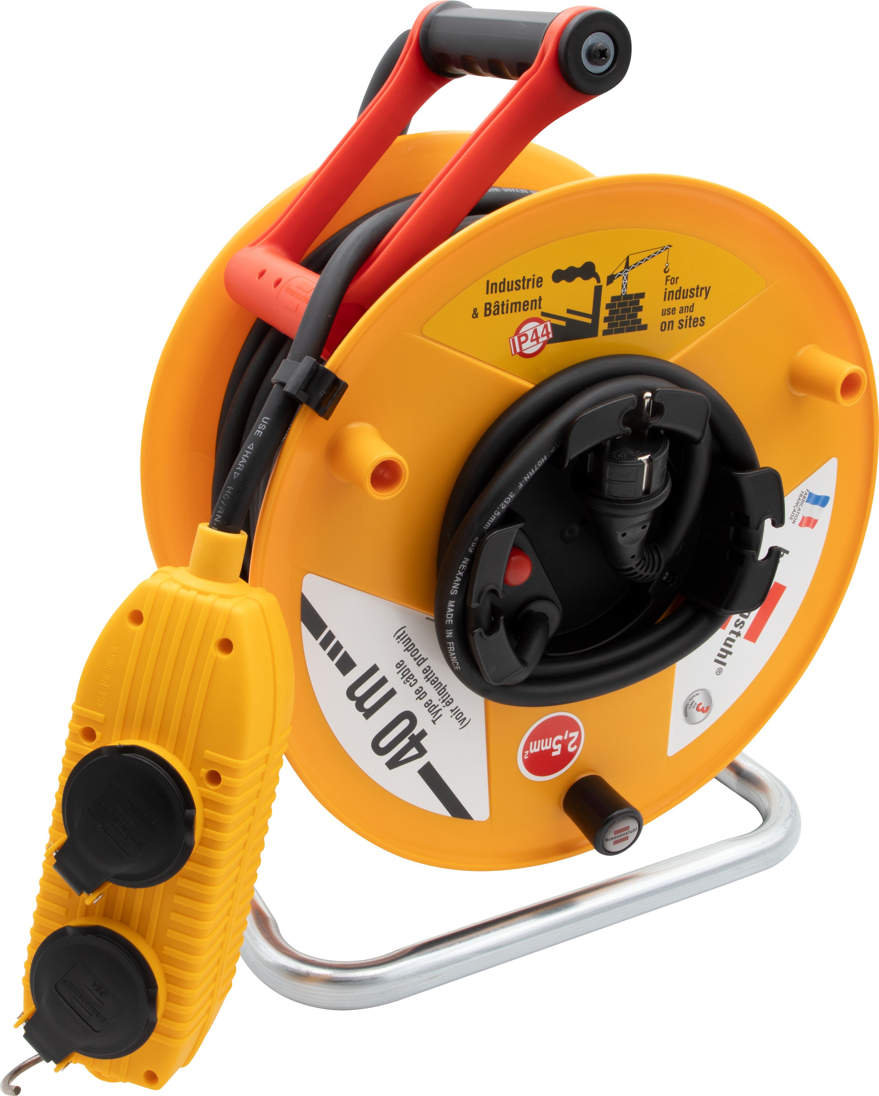 brennenstuhl 38.5m 4 Socket Type E - French Cable Reel Open Reel, 230 V, IP44