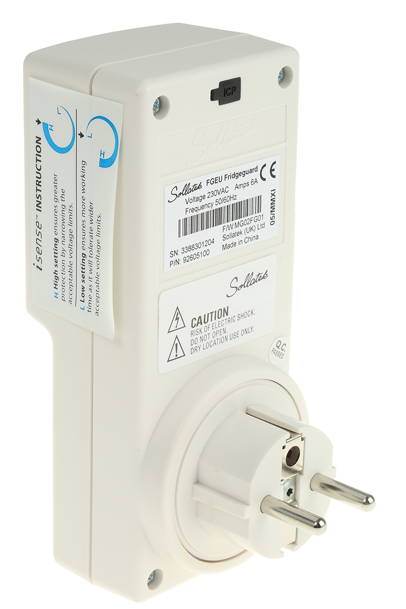 Sollatek Voltage Switcher 230V ac 6A Under Voltage, 1380VA Euro Plug, Plug in