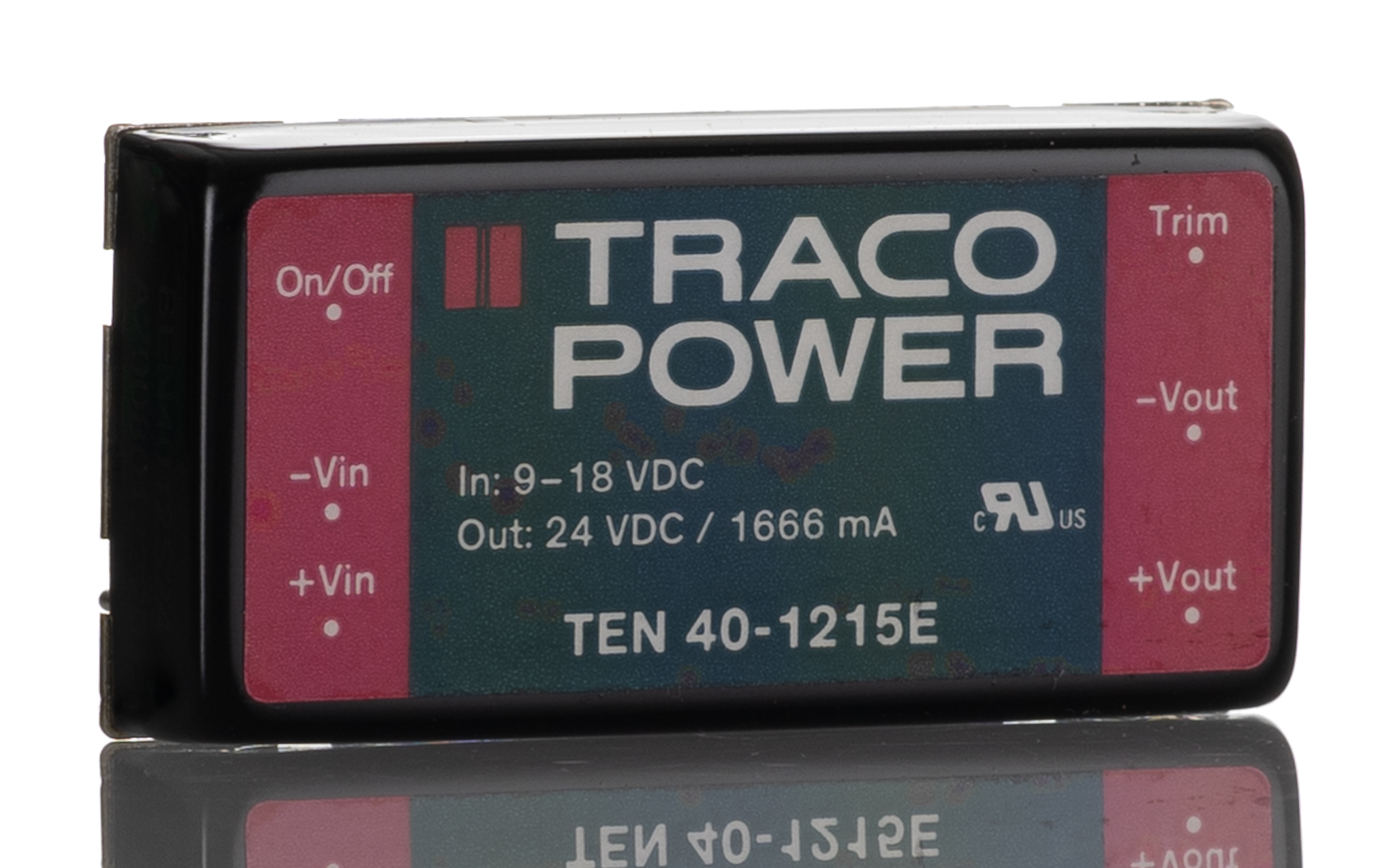 TRACOPOWER TEN 40E DC-DC Converter, 24V dc/ 1.66A Output, 9 → 18 V dc Input, 40W, PCB Mount, +85°C Max Temp