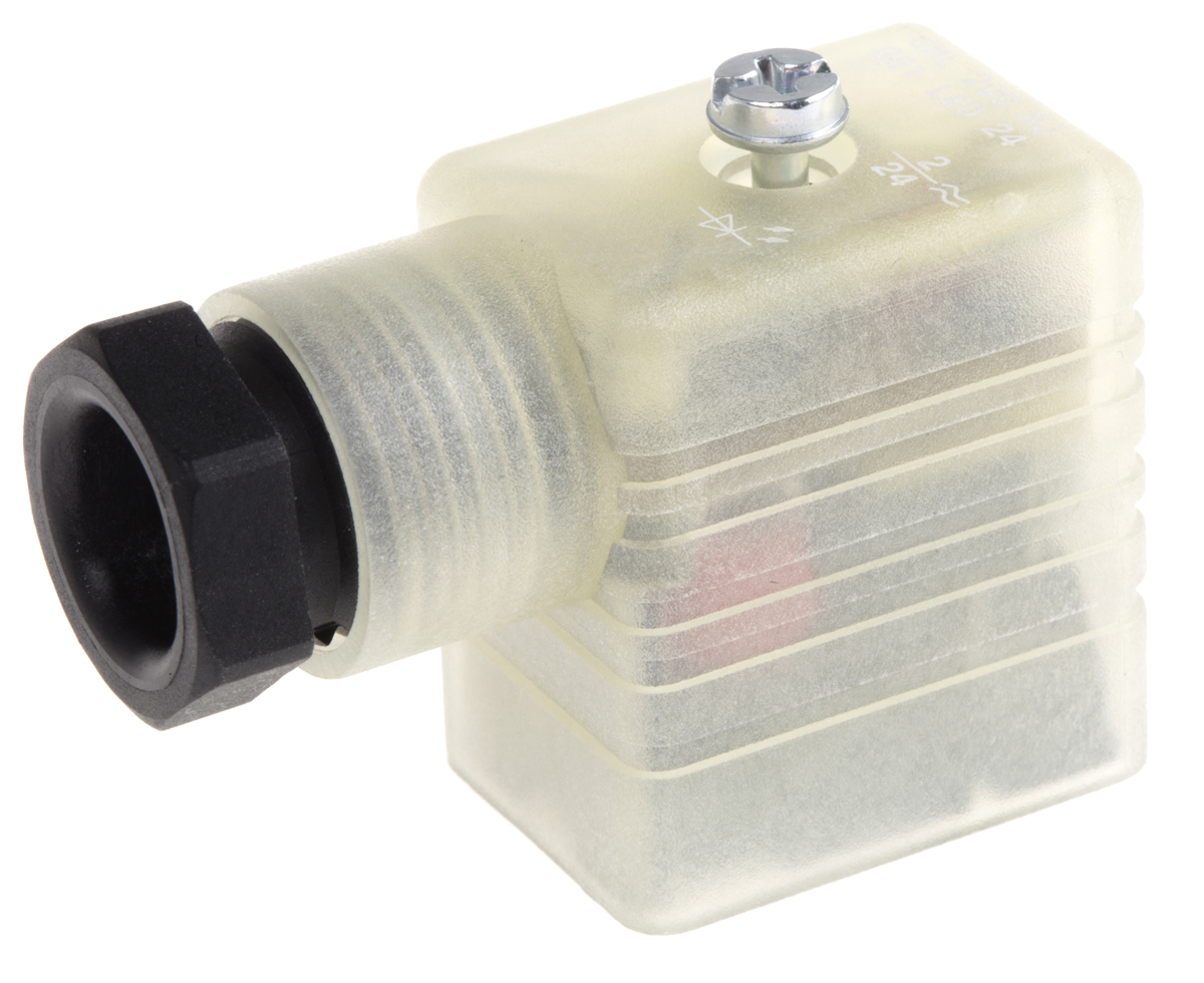Hirschmann GML 2P+E DIN 43650 B, Female Solenoid Valve Connector with Indicator Light, 24 V ac/dc Voltage