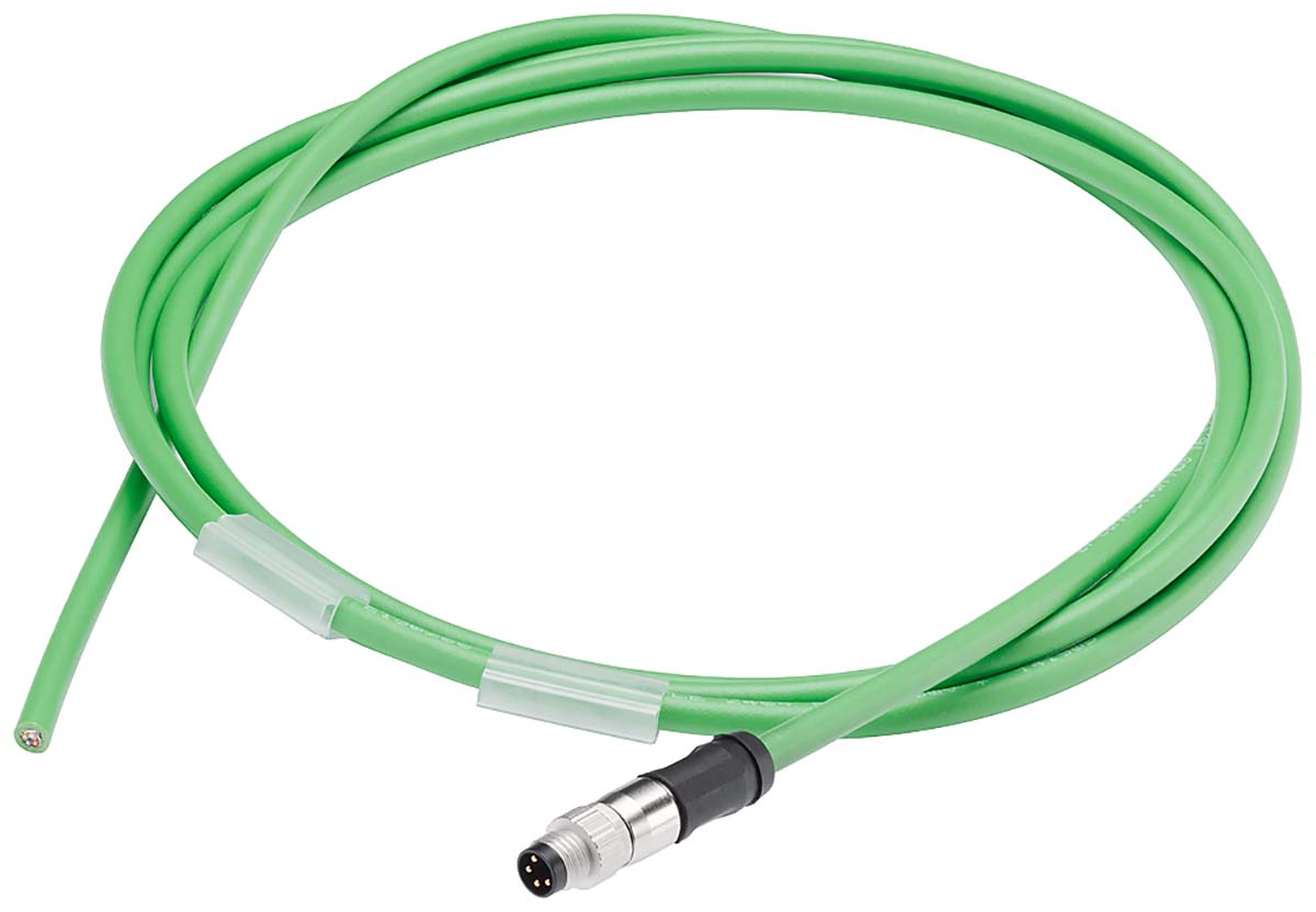 Siemens Male 4 way M8 to Unterminated Free End Bus Cable, 2 m