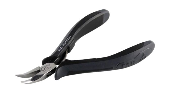 RND RND 550-00265 Pliers, 130 mm Overall, Bent Tip, 20mm Jaw, ESD