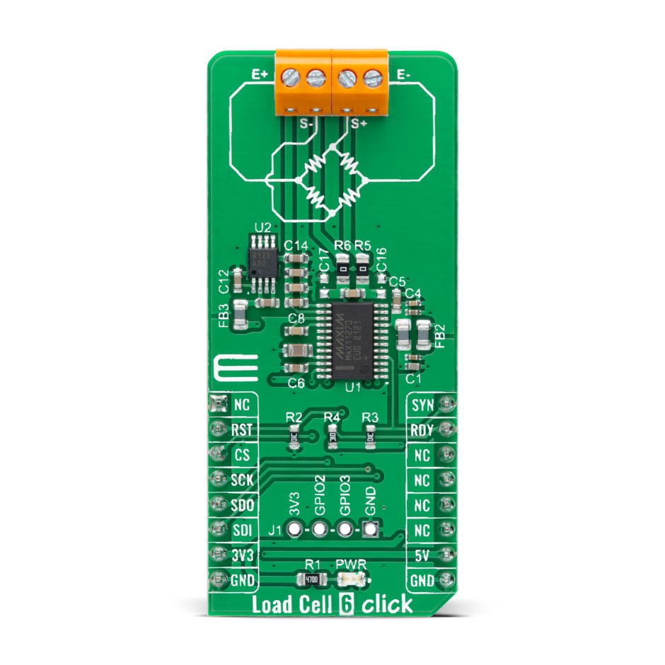 MikroElektronika Load Cell 6 Click Sensor Add-On Board Add On Board for MAX11270 mikroBUS Socket