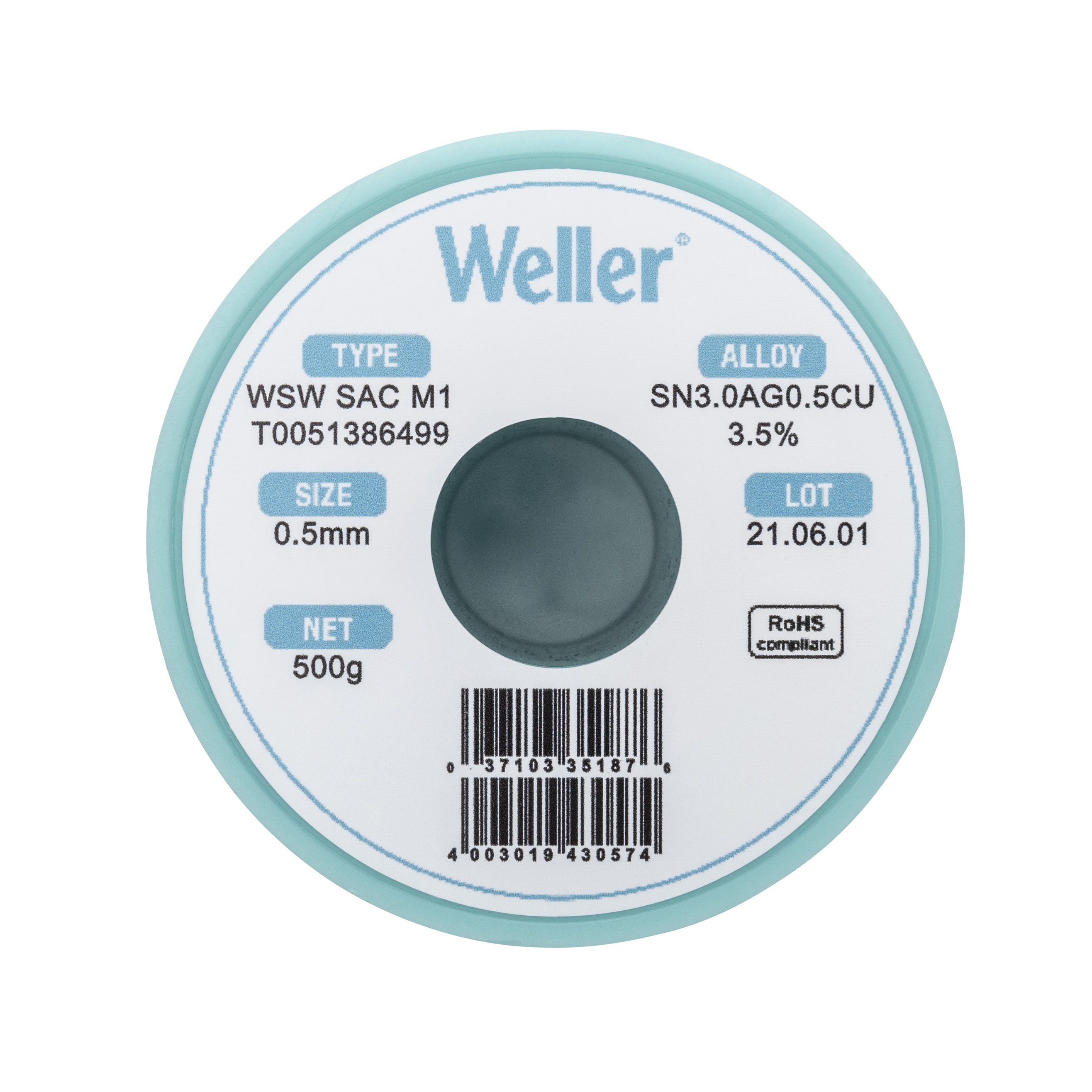 Weller Wire, 0.5mm Lead Free Solder, 217-221°C Melting Point
