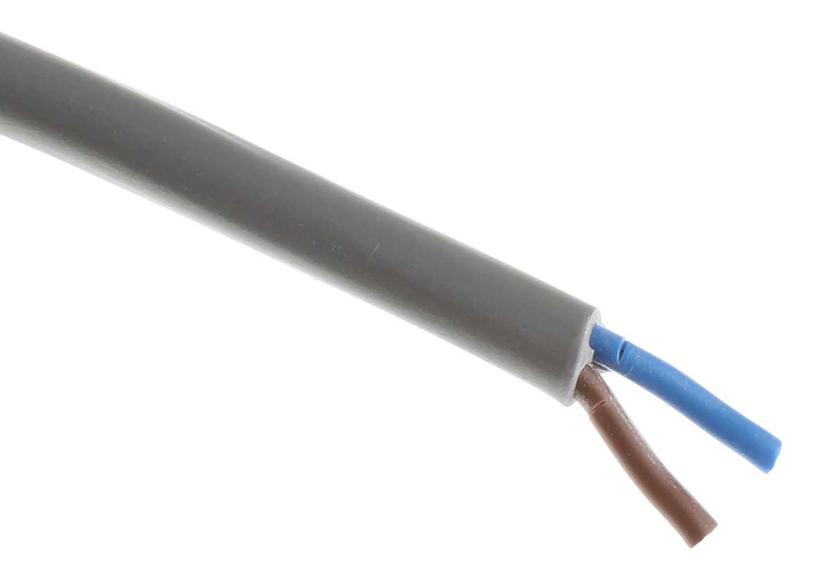 RS PRO 3182Y 0.75 mm² 2 Core Power Cable, H05VV-F, Grey PVC, 100m