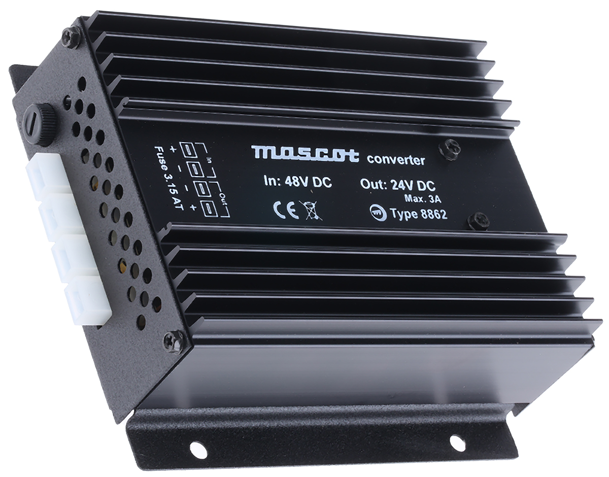 Mascot DC-DC Converter, 24V dc/ 10A Output, 40 → 64 V dc Input, 132W, Mounting Bracket, +30°C Max Temp -20°C Min