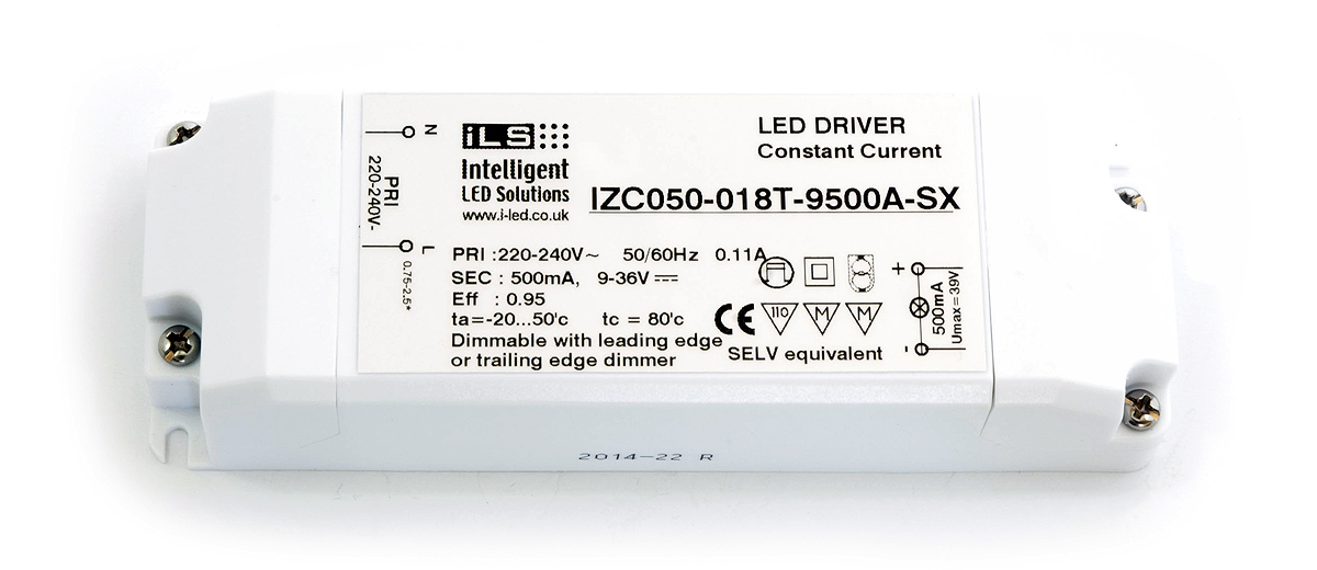 ILS LED Driver, 18 → 36V Output, 18W Output, 500mA Output, Constant Current Dimmable