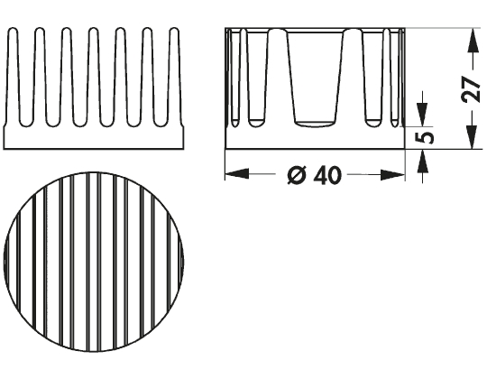 Fischer Elektronik Heatsink, Universal Round Alu, 9.41K/W, 40 (Dia.) x 27mm, Adhesive Foil, Conductive Foil