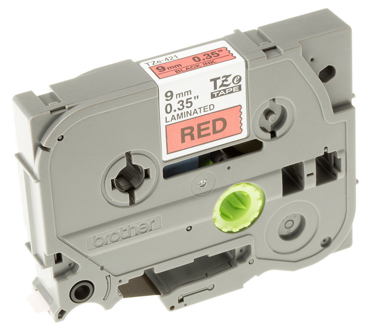 Brother Black on Red Label Printer Tape, 8 m Length, 9 mm Width