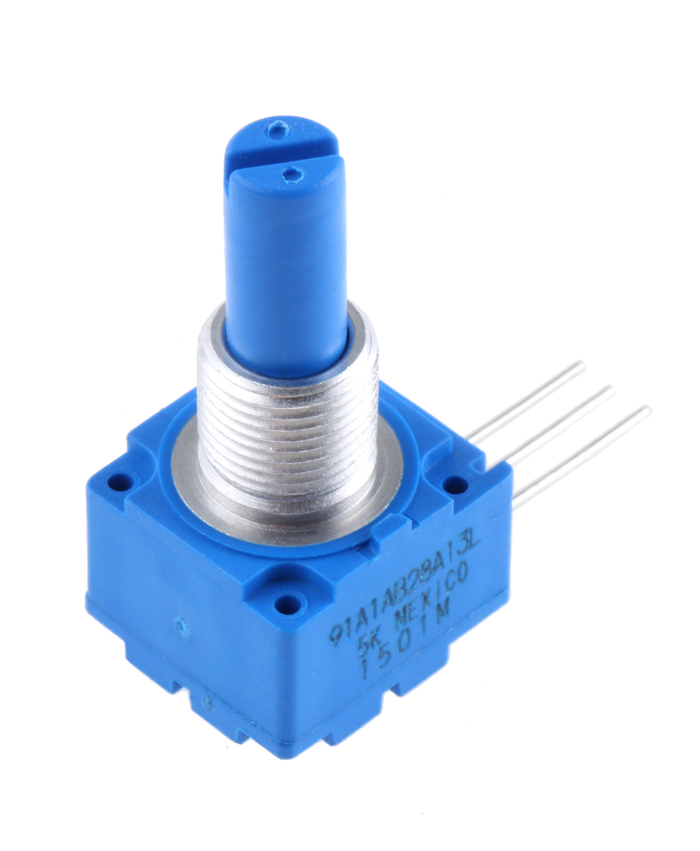 Bourns 91 5kΩ Rotary Potentiometer 1-Gang Panel Mount, 91A1A-B28-A13L