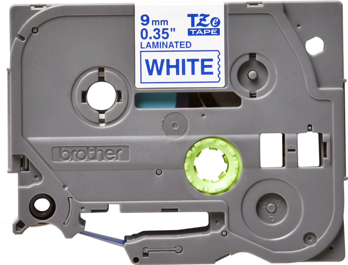 Brother Blue on White Label Printer Tape, 8 m Length, 9 mm Width