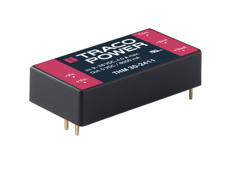 TRACOPOWER THM 30 DC-DC Converter, 12V dc/ 2.5A Output, 9 → 18 V dc Input, 30W, Through Hole, +80°C Max Temp