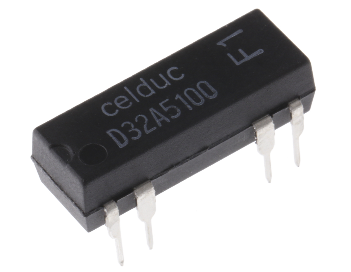 Celduc Plug In Reed Relay, 12V dc Coil, DPST, 100V dc Max, 500Ω