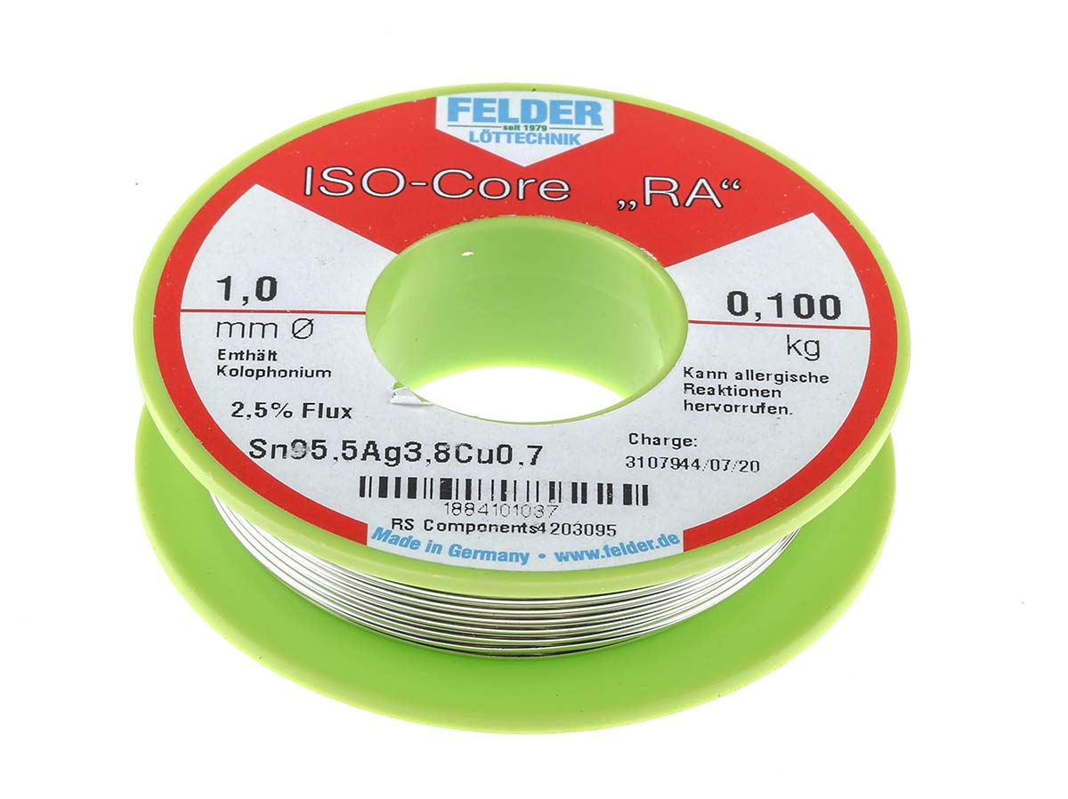 Felder Lottechnik Wire, 1mm Lead Free Solder, 217°C Melting Point