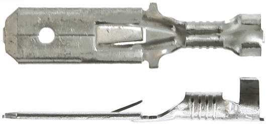 TE Connectivity FASTIN-FASTON .250 Uninsulated Male Spade Connector, Tab, 6.35 x 0.81mm Tab Size, 0.8mm² to 2.5mm²