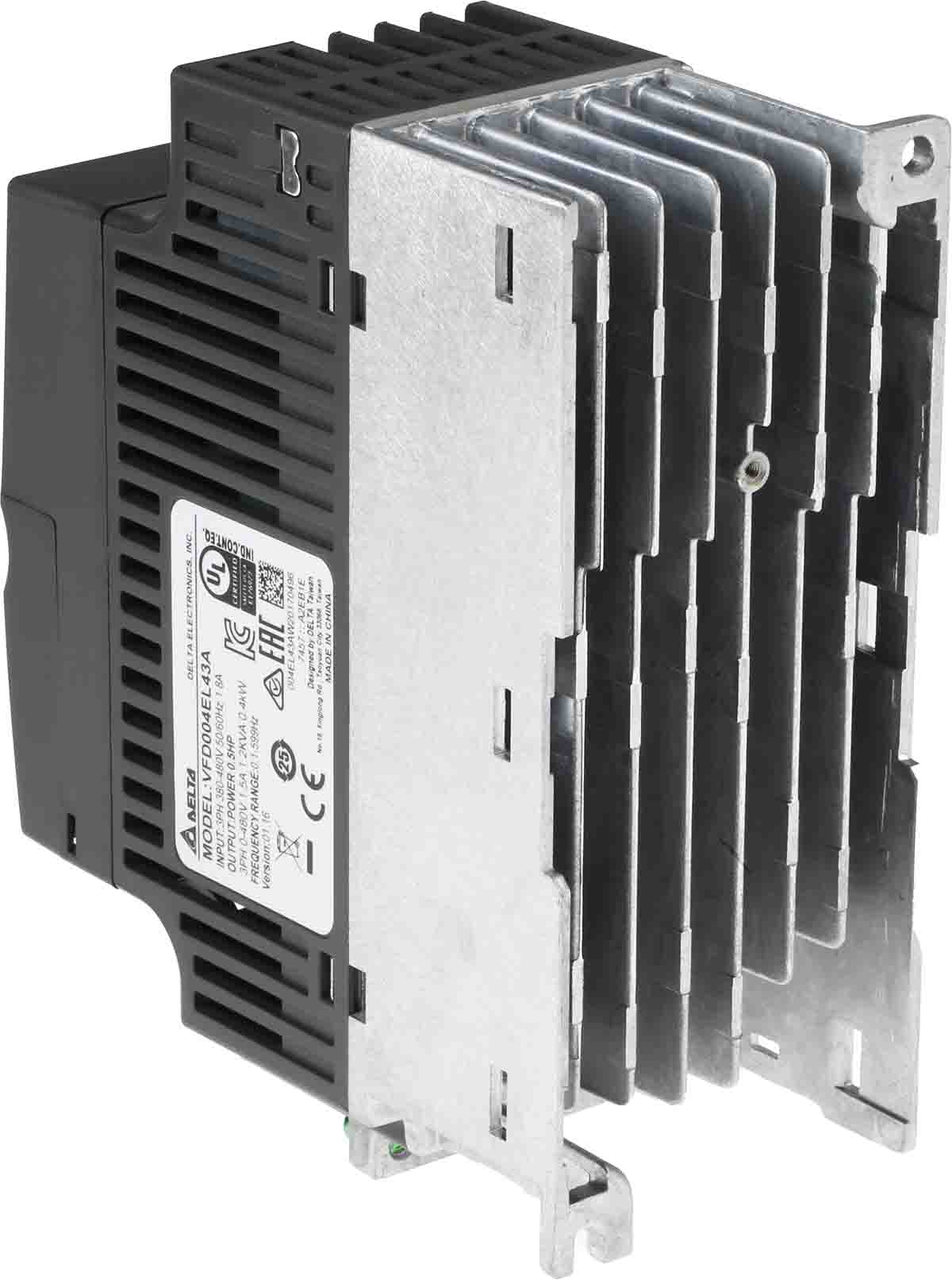 Delta Electronics Inverter Drive, 0.4 kW, 3 Phase, 400 V ac, 1.8 A, VFD-EL Series