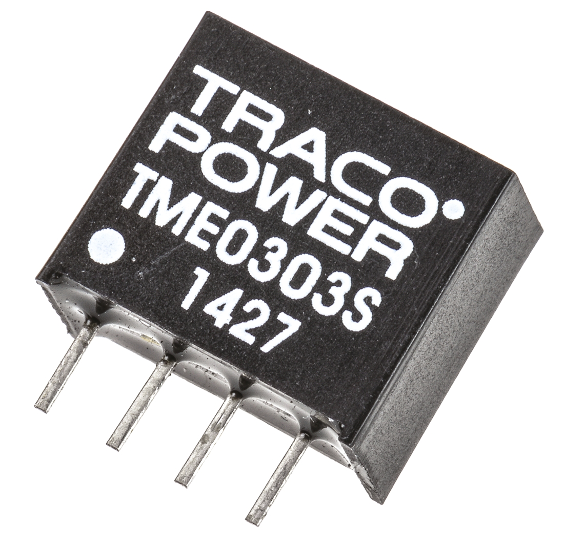 TRACOPOWER TME DC-DC Converter, 3.3V dc/ 260mA Output, 2.7 → 3.3 V dc Input, 1W, Through Hole, +85°C Max Temp
