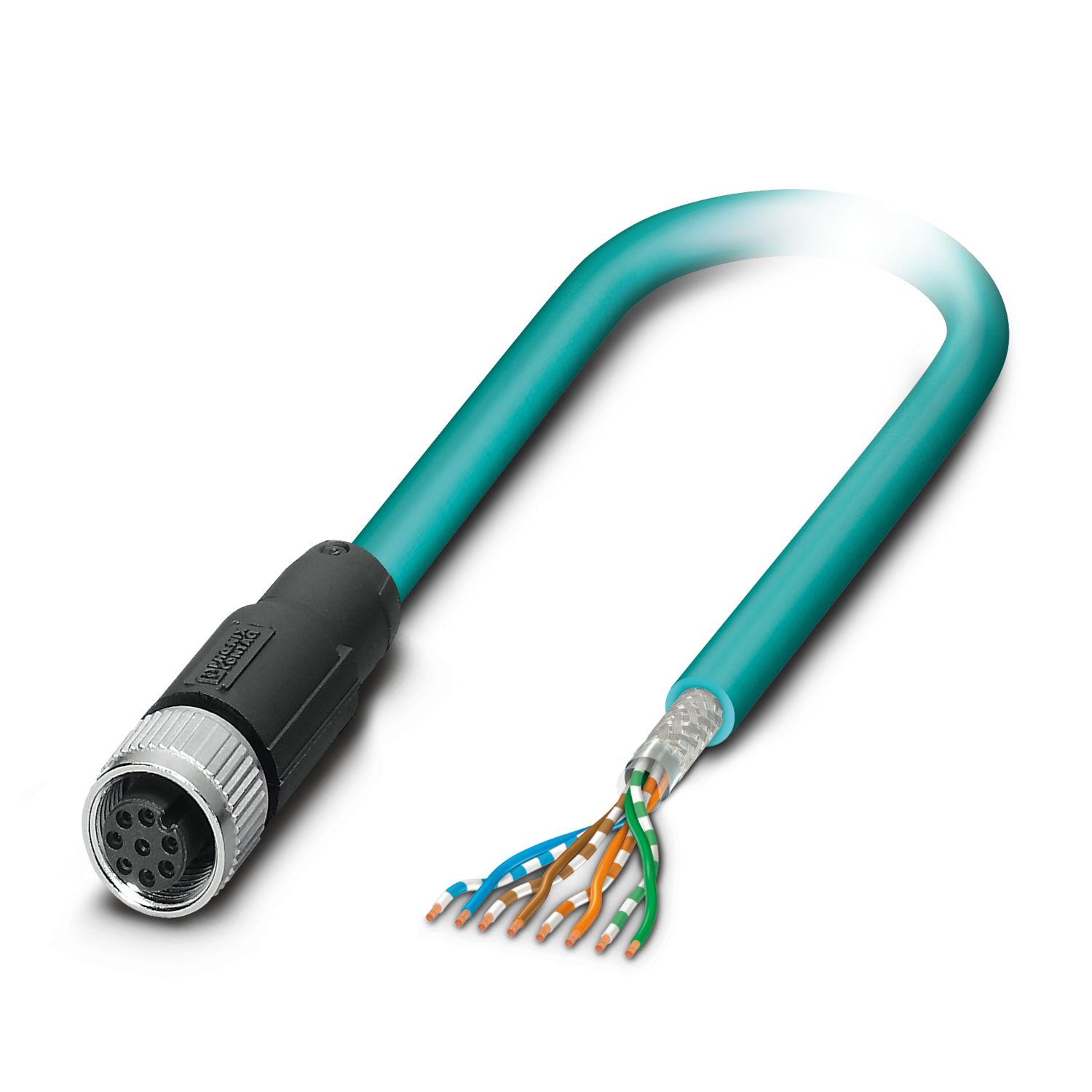 Phoenix ContactNBC- 10.0-94B/FS SCO US, 10m Cat5, Blue M12 to Female Unterminated Shielded, Terminated PUR Sheath