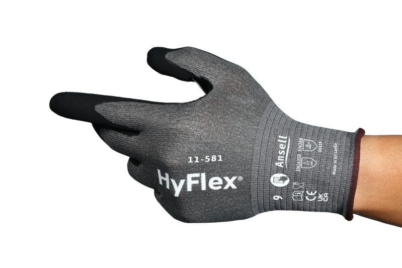 Ansell HyFlex 11581 Black HPPE, Nylon, Spandex, Tungsten HPPE, Nitrile, Nylon, Spandex, Tungsten Puncture & Tear