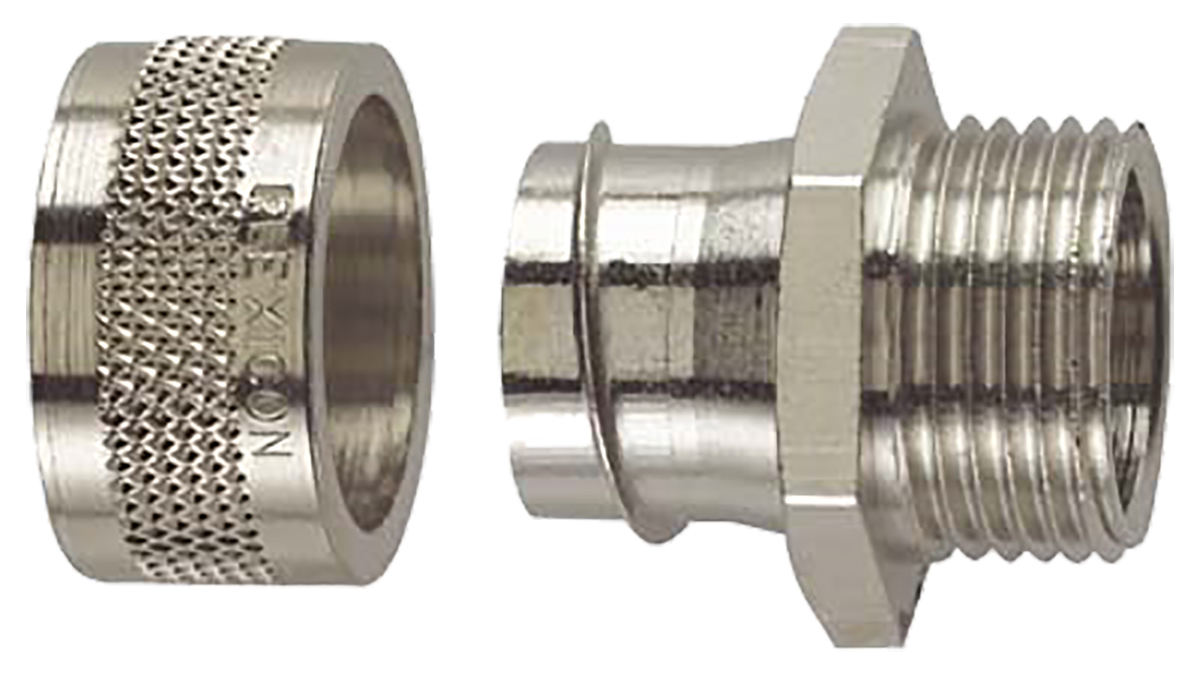 Flexicon Fixed External Thread Fitting, Conduit Fitting, 75mm Nominal Size, M75, Brass IP54 rating