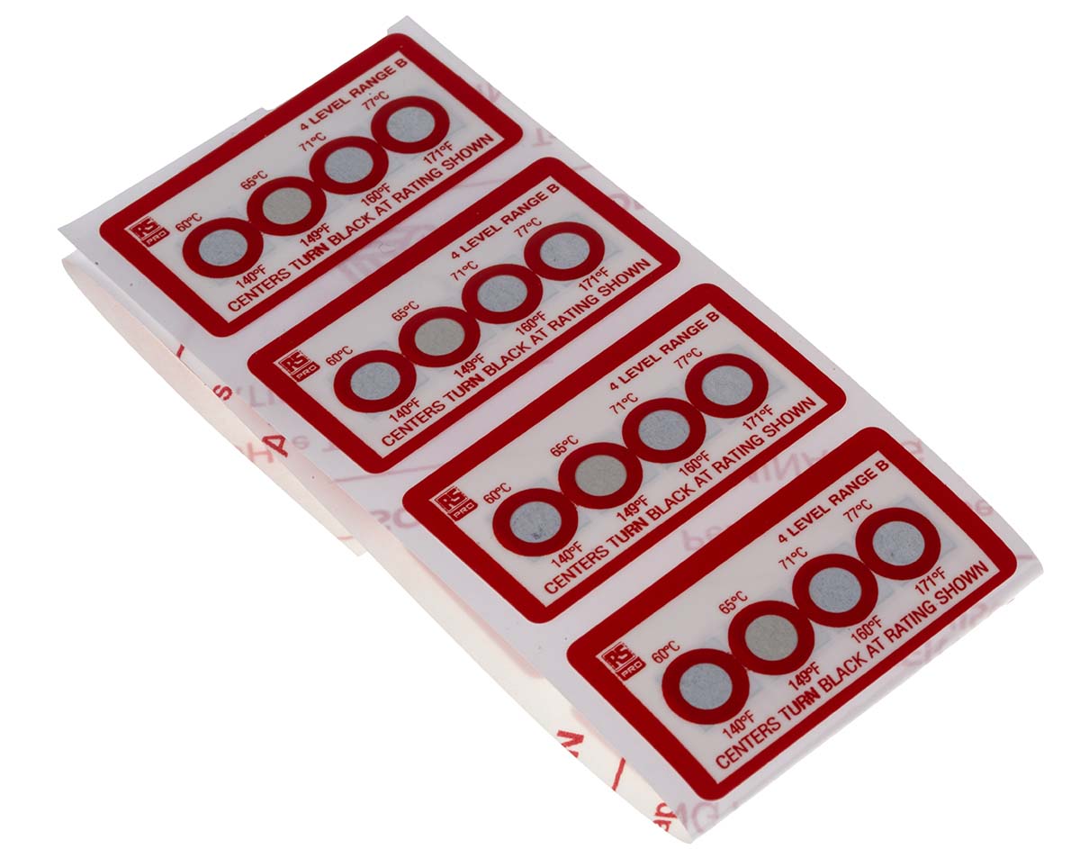 RS PRO Non-Reversible Temperature Sensitive Label, 60°C to 77°C, 4 Levels