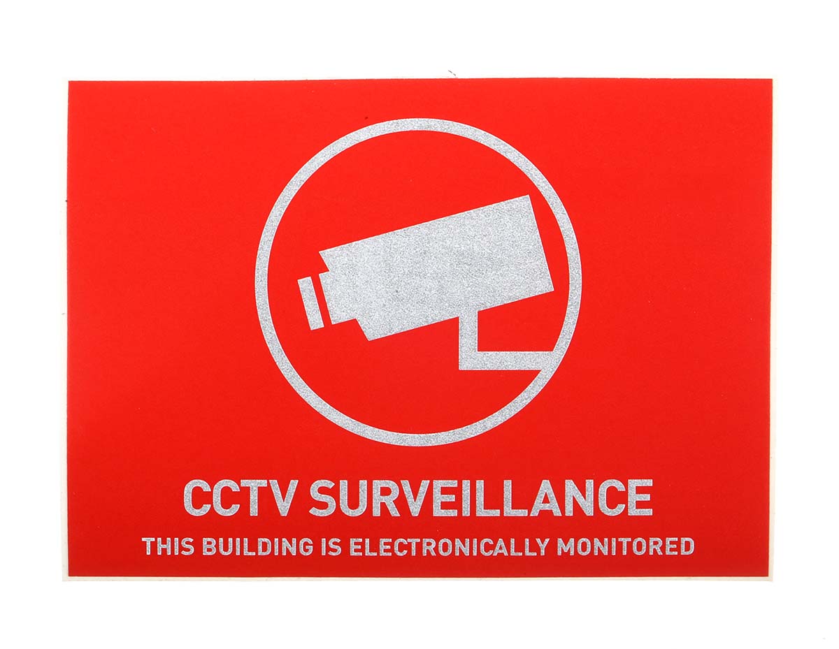 ABUS Red/White Surveillance Sticker, CCTV Surveillance-Text, English, CCTV, 52.5 mm x 74mm