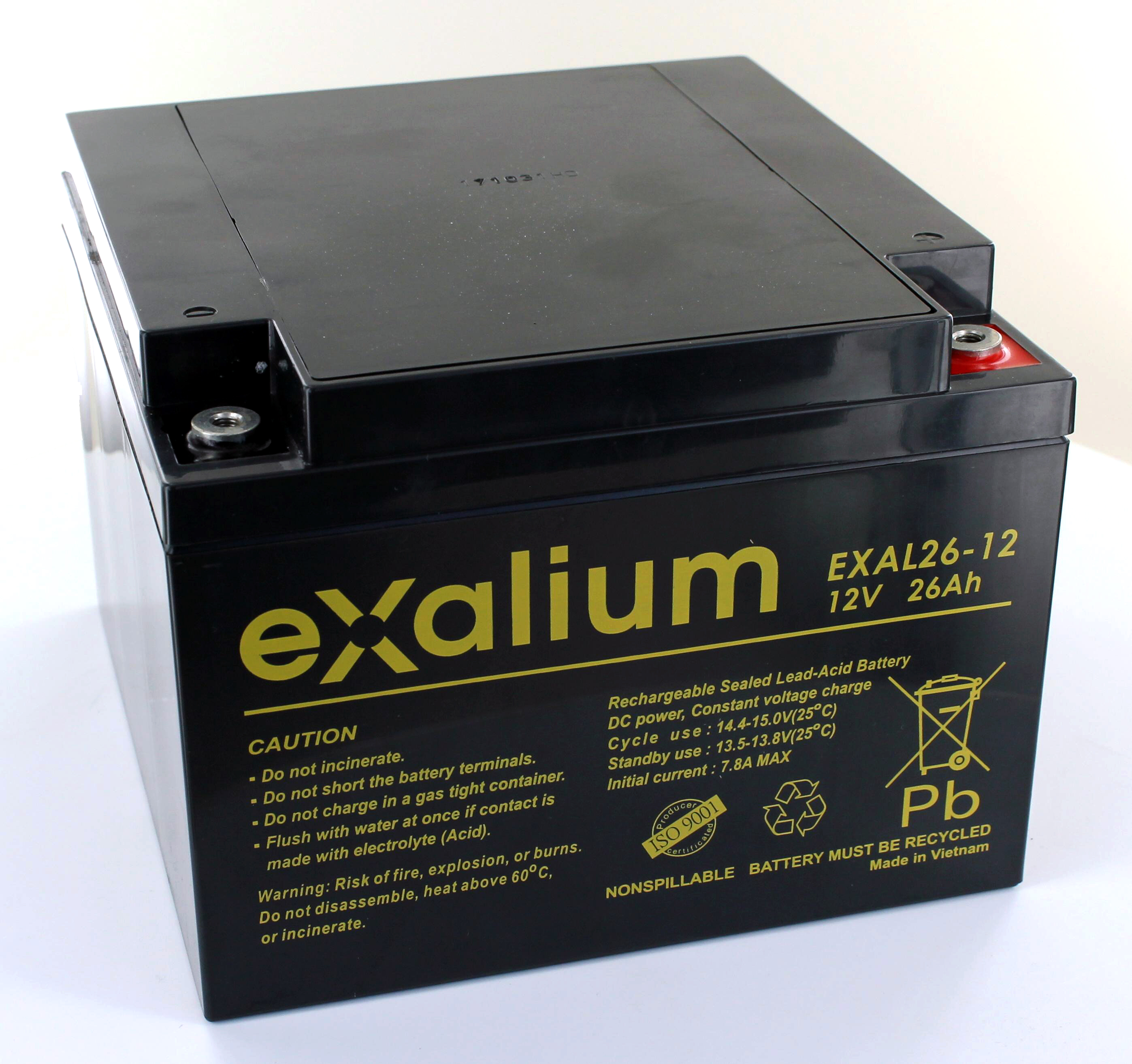 Exalium 12V M5 Sealed Lead Acid Battery, 26Ah