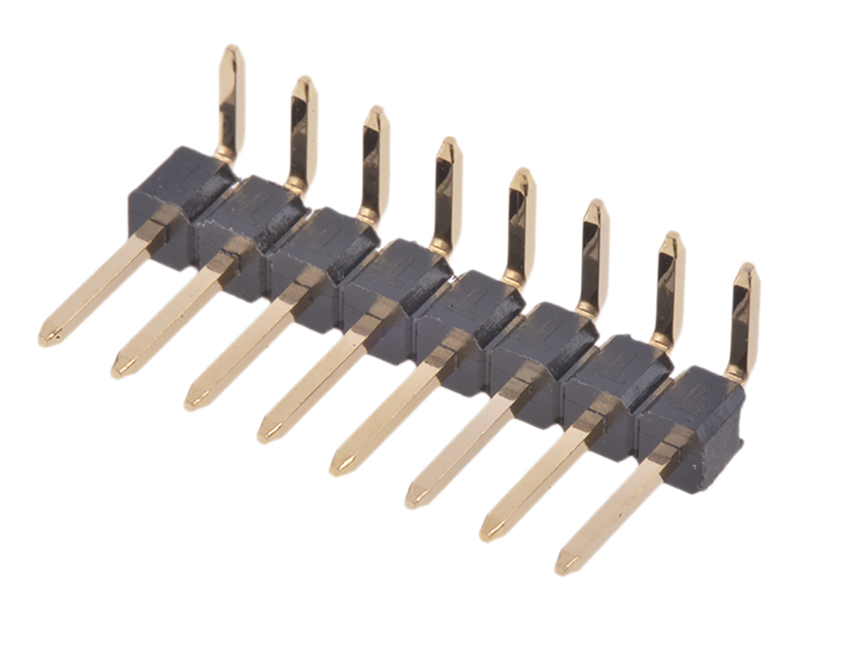 Wurth Elektronik WR-PHD Series Right Angle Through Hole Pin Header, 8 Contact(s), 2.54 mm Pitch, 1 Row, Unshrouded