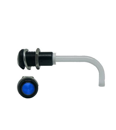 RHD-0900-1500-F9PZB67PR Bivar, Panel Mount Right Angle LED Light Pipe, Blue Round Lens