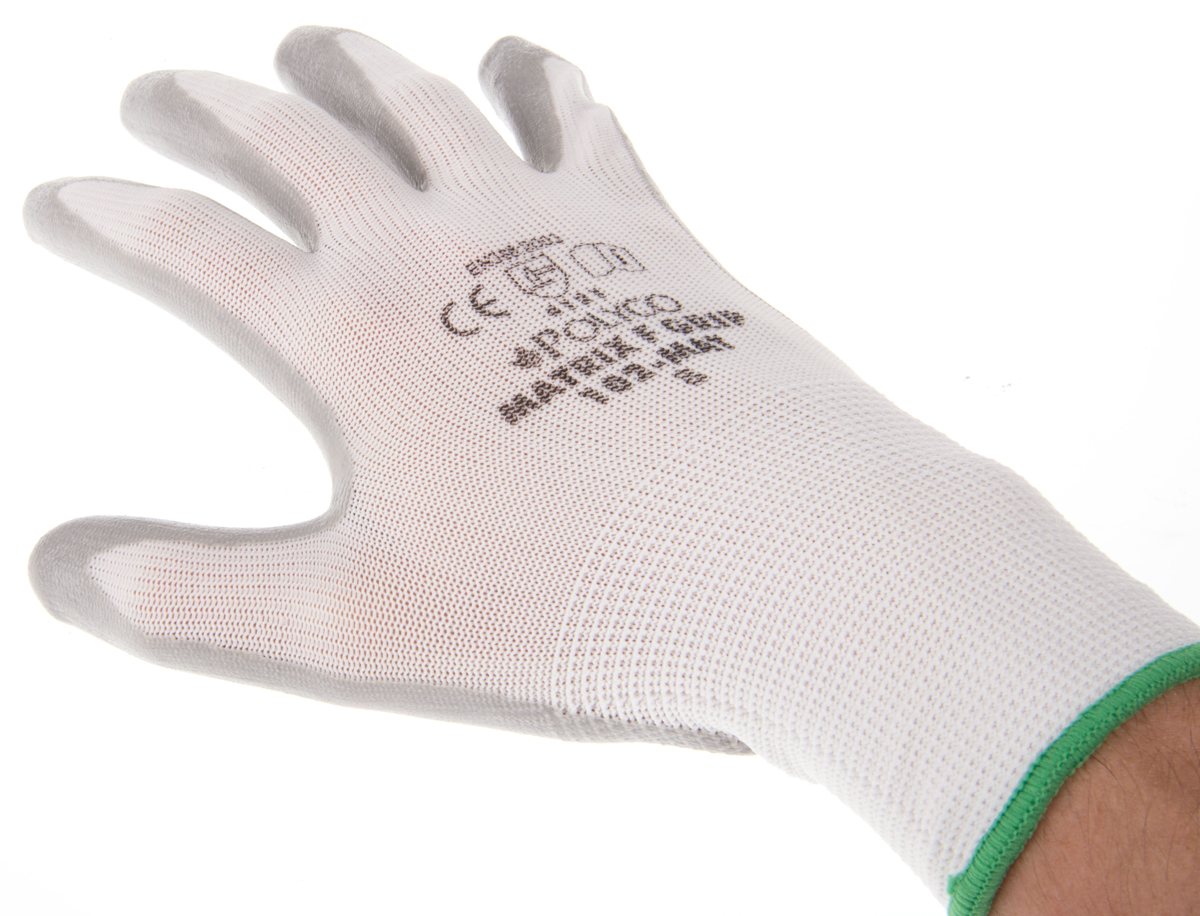 Polyco Healthline Matrix Grey Nitrile Work Gloves, Size 8, Nitrile Foam Coating