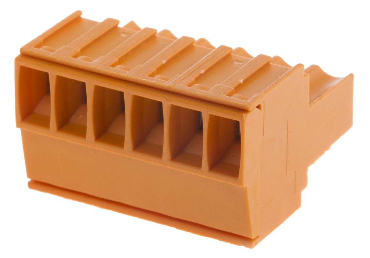 Weidmuller, 3.5mm Pitch, BL, 6 Way, Pluggable Terminal Block, Plug, Cable Mount, Screw Down Termination, 1597400000