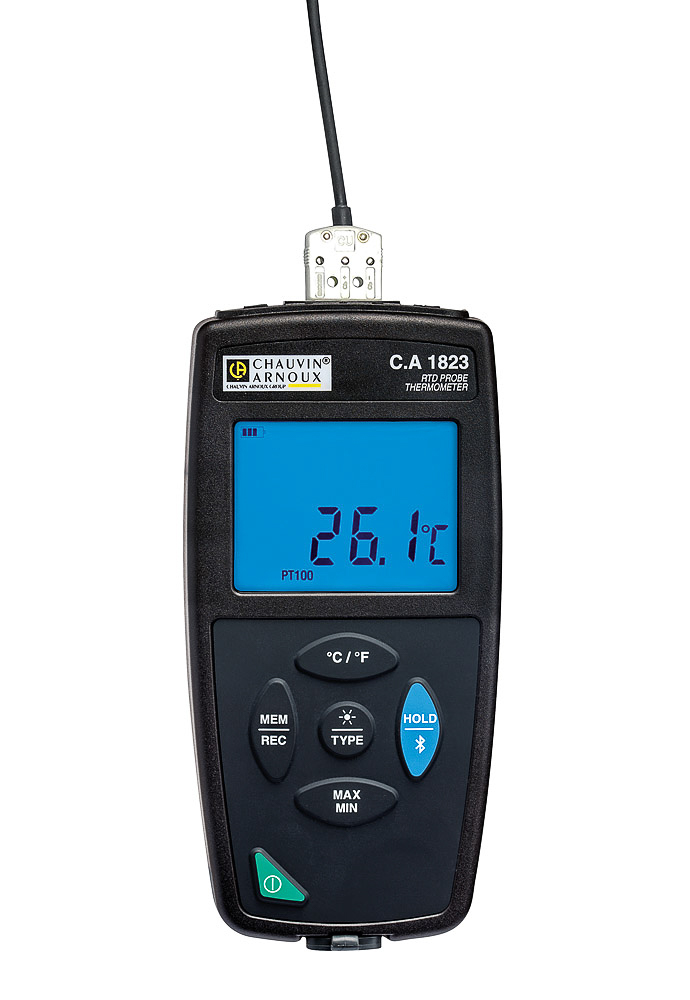 Chauvin Arnoux CA 1823 Wired Digital Thermometer for Multipurpose Use, PT100, PT1000 Probe, 1 Input(s), +400 (PT100)