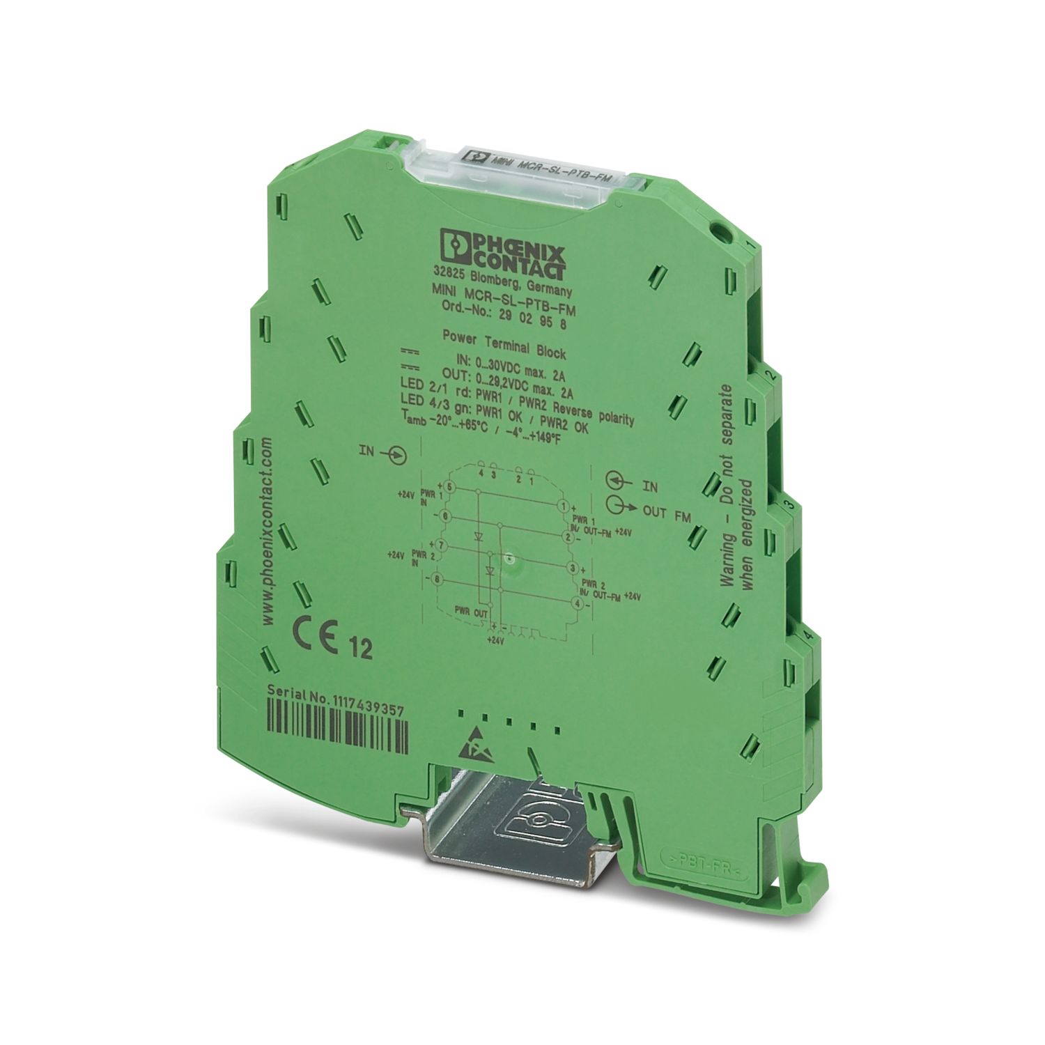 Phoenix Contact MINI MCR-SL-PTB-FM Series Signal Conditioner, Voltage Input, Voltage Output, 0 → 30V dc Supply