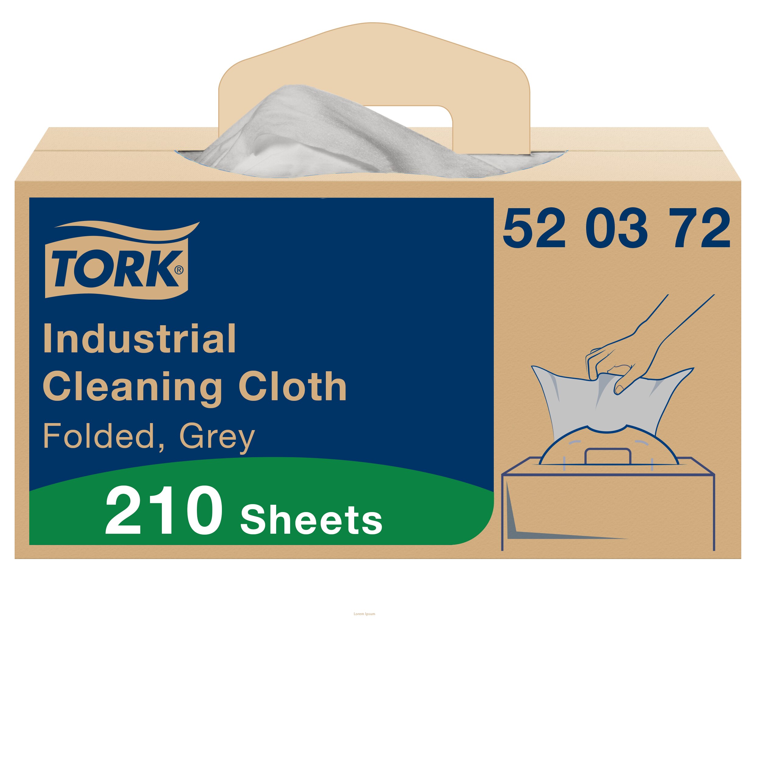 Tork Grey Non Woven Fabric Cloths for Industrial Cleaning, Box of 210, 415 x 355mm, Repeat Use