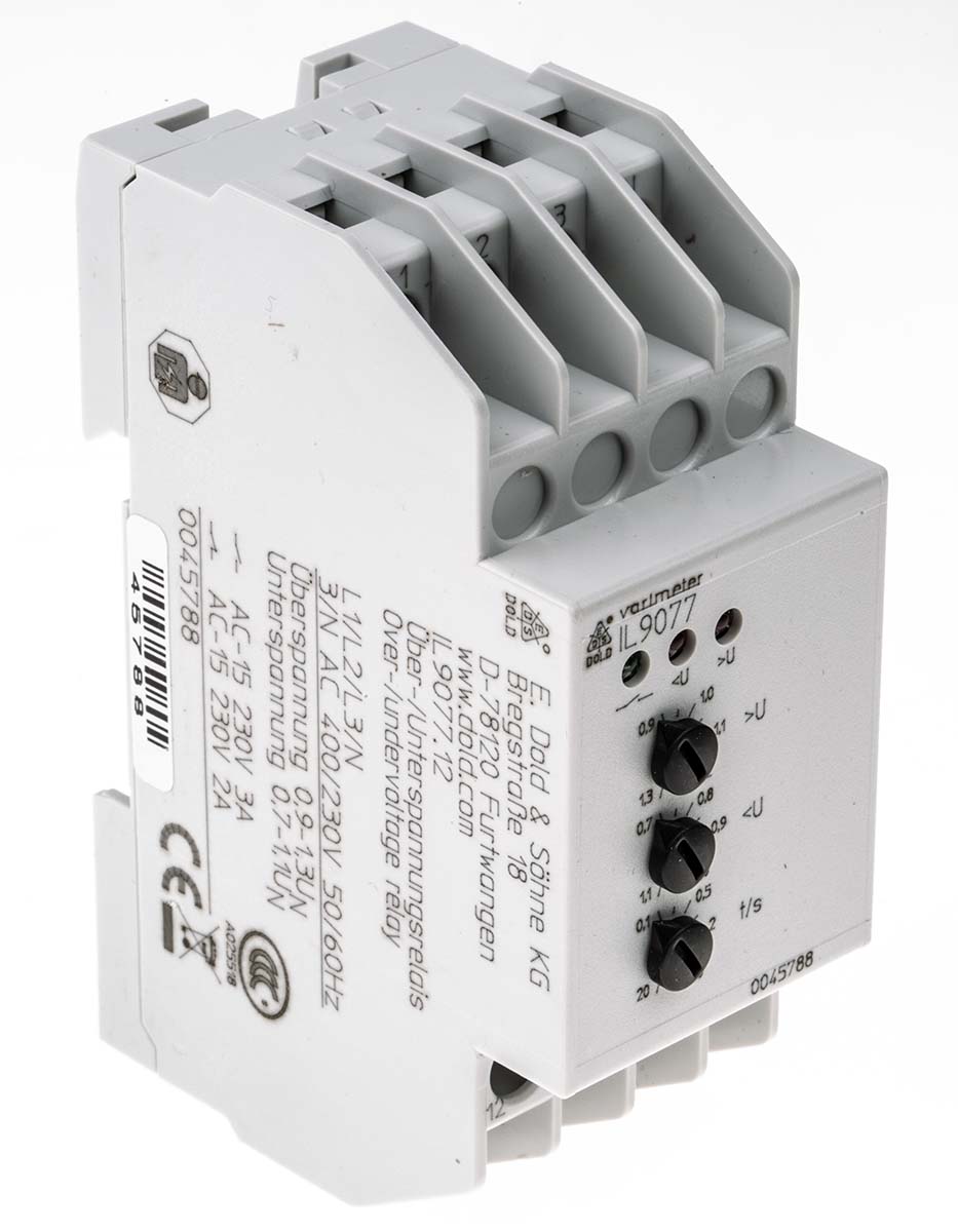 Dold Voltage Monitoring Relay, 3 Phase, DPDT, DIN Rail