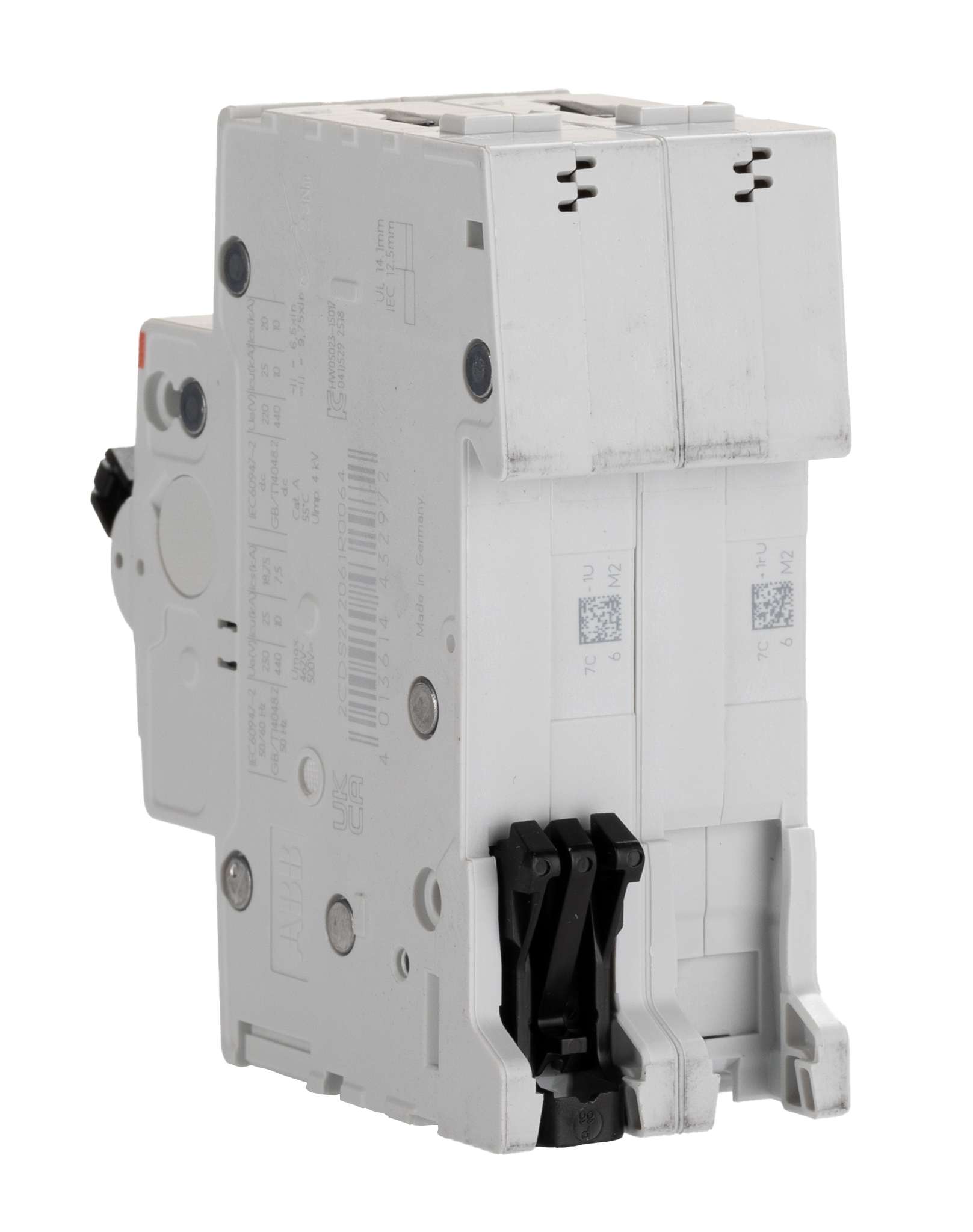 ABB System Pro M Compact S200MUC MCB, 2P, 6A Curve C, 440V AC, 500V DC, 25 kA Breaking Capacity