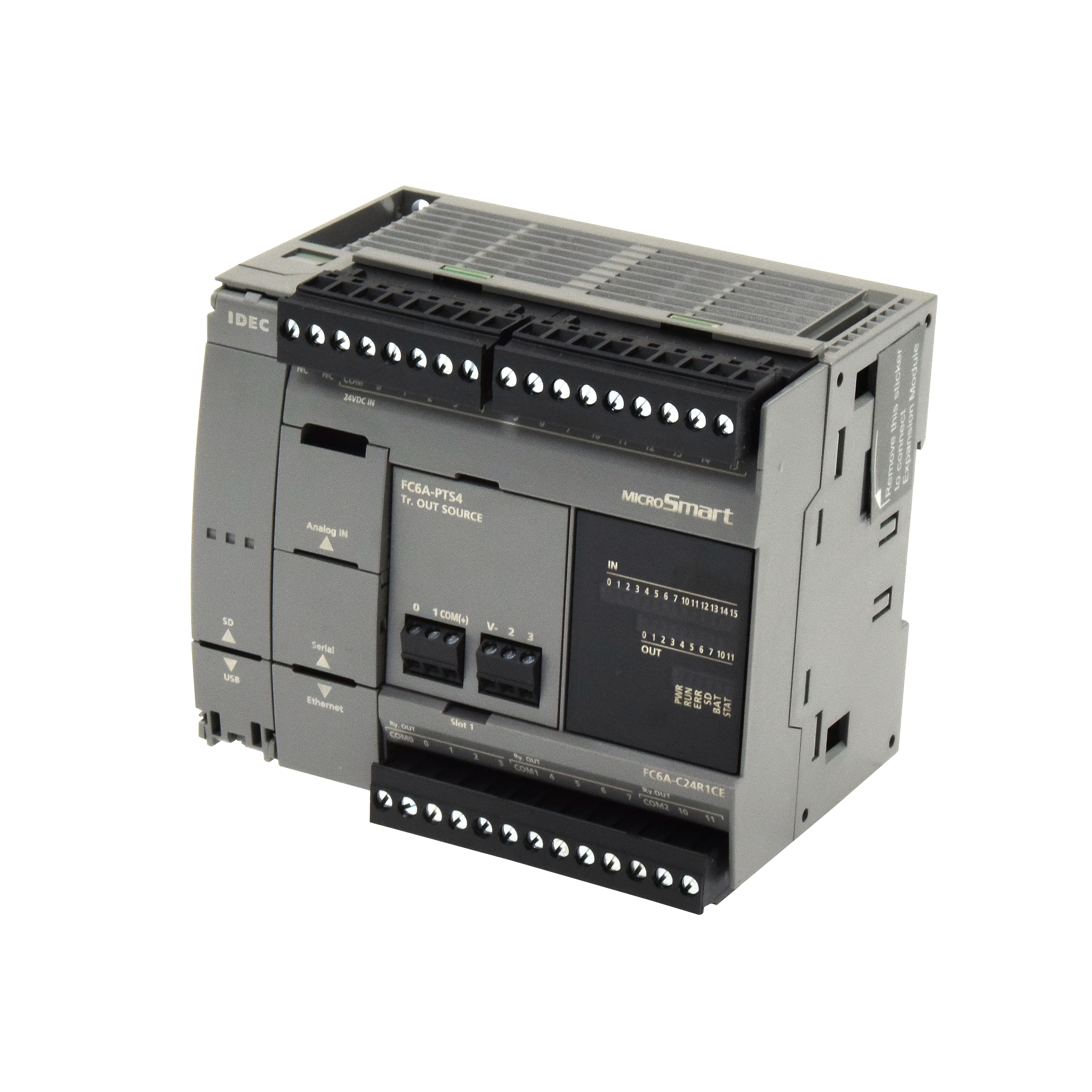 Idec FC6A-C24P1CE Series PLC CPU for Use with FC6A, 24 V dc Supply, Transistor Source Output, 14-Input, Analog Input