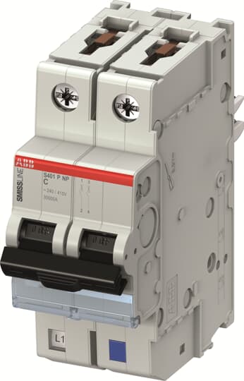 ABB SMISSLINE TP S400M MCB, 2P, 20A Curve C, 12V AC, 12V DC, 15 kA Breaking Capacity