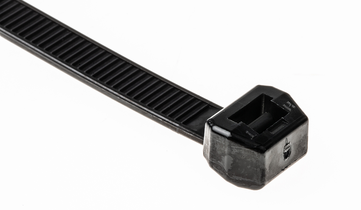 HellermannTyton Cable Tie, 385mm x 7.6 mm, Black Polyamide 6.6 (PA66), Pk-100